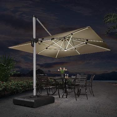 PURPLE LEAF 9' X 12' Double Top Deluxe Solar Powered LED Rectangle Patio Umbrella Offset Hanging ...