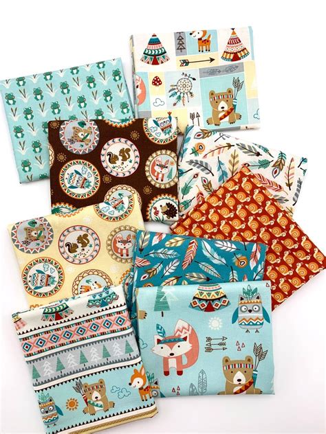 Woodland Forest Animals Bundle Of 9 Fat Quarters Baby Fabric Etsy