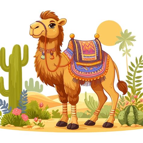 Premium Vector Cute Camel Cartoon Vector Style White Background