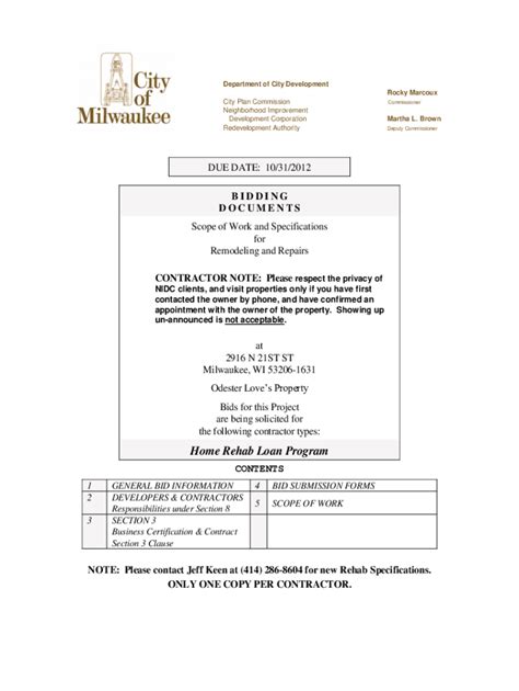 Fillable Online City Milwaukee Bids For This Project City Of Milwaukee Fax Email Print Pdffiller