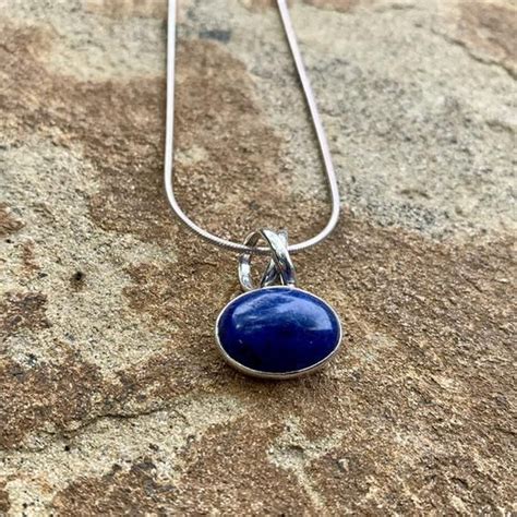 Lapis Lazuli Oval Twist Pendant Necklace Vintage Blue Stone Etsy Pendant Necklace Sweet