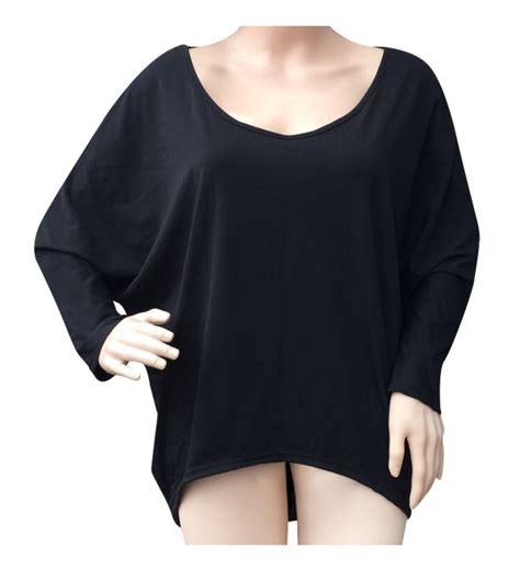 Womens Casual Oversized Baggy Off Shoulder Shirts Batwing Sleeve Loose