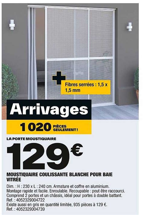 Promo Moustiquaire Coulissante Blanche Pour Baie Vitr E Chez Brico