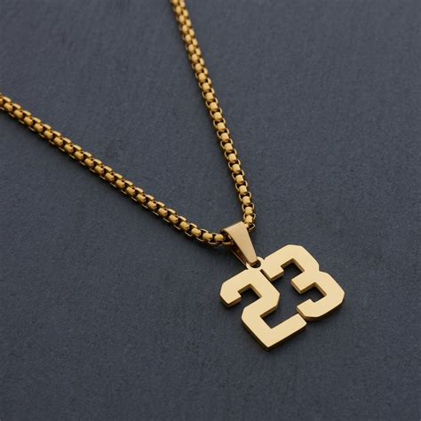 Gold Number Necklace Sports Jersey Number Pendant Baseball Etsy