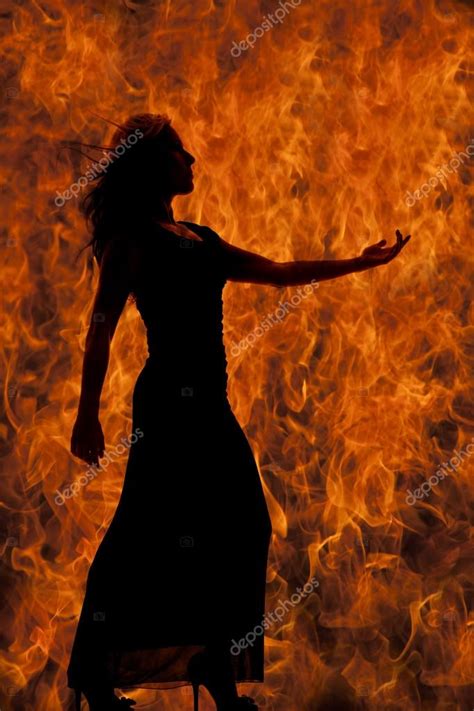 Woman Silhouette In Fire Crawling Stock Photo By Alanpoulson 60849217