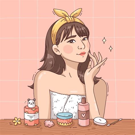 Ilustra O De Beleza Coreana Desenhada M O Vetor Premium