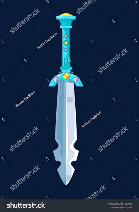 Magical Cartoon Steel Broadsword Blade Medieval Stock Vector Royalty