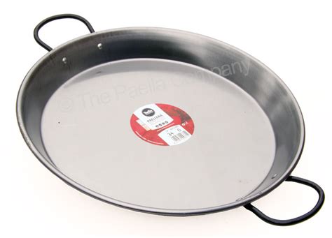 The Paella Company - 34cm Polished Steel "Pata "Negra Flat Bottomed Paella Pan - Garcima "La Ideal"