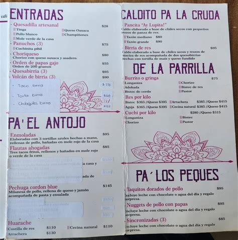 Carta Del Restaurante EL CHARRO San Mateo Mexicaltzingo