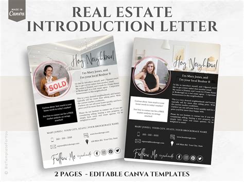 Real Estate Introduction Flyer Template Realtor Marketing Etsy