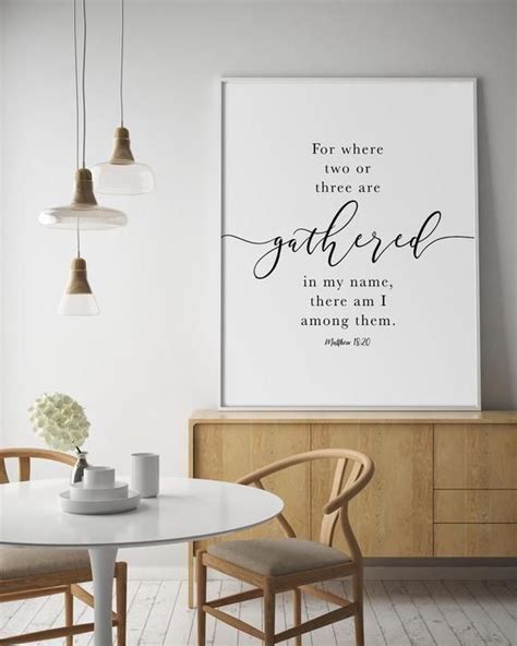 Matthew 18 20 Gathered Bible Verse Wall Art Dining Room Christian