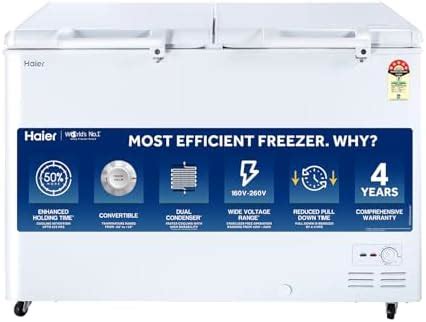 Haier HFC 400DM5 5 Star Rated Double Door Hard Top Deep Freezer