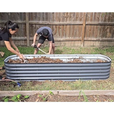 32 Tall 8x2 Raised Garden Metal Bed Vegega Oyster White