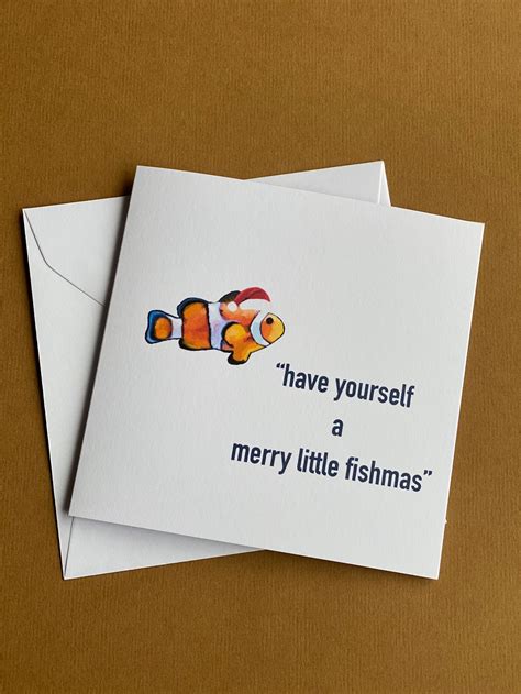 Merry Little Fishmas Christmas Fish Card 5x5 Christmas Etsy