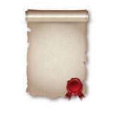 Official Decree Scroll With Red Wax Seal Royalty Free Stock Image