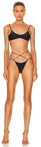 Adriana Degreas Solid Bikini Set With Wraparound Ties In Black