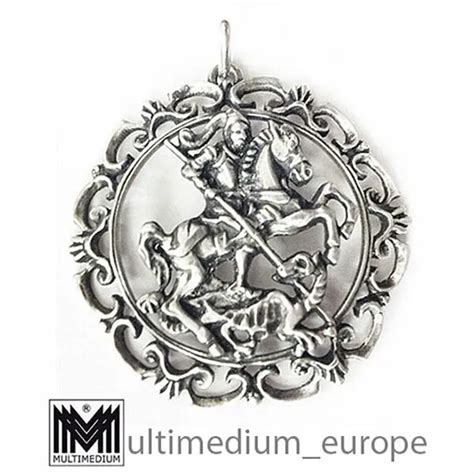 Amulett Silber Anh Nger Heiliger St Georg Drachen T Ter Silver Pendant