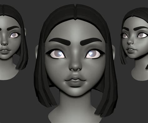 Artstation Stylized Girl Head Model Base And Highpoly Resources