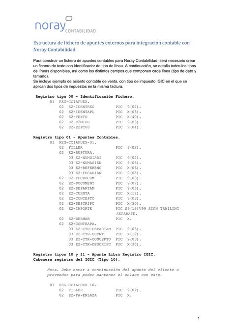 Integración contable para noray contabilidad PDF