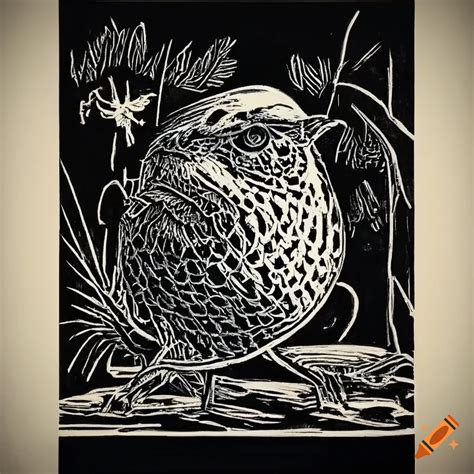 Dieselpunk Bird Linocut Artwork On Craiyon