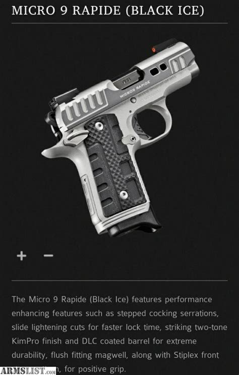 ARMSLIST - For Sale: Kimber Micro 9 Rapide Black Ice 9mm pistol-scarce!