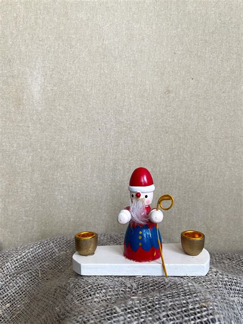 Vintage Germany Candlestick Holder Christmas Santa Figurine Etsy