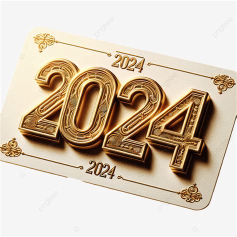 Tarjeta 2024 Con Efecto De Texto Dorado De Lujo PNG Dibujos 2024