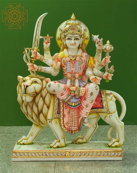 Large Ashtabhuja Goddess Durga Handmade Marble Durga Maa Statue