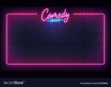 Comedy night neon template lettering Royalty Free Vector