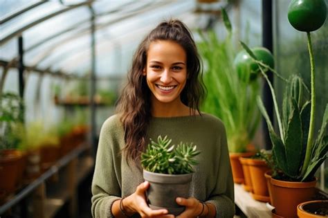 Premium Photo Woman Smiling Amidst Greenery