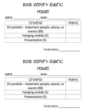 Fillable Online Book Report Rubric Fax Email Print PdfFiller