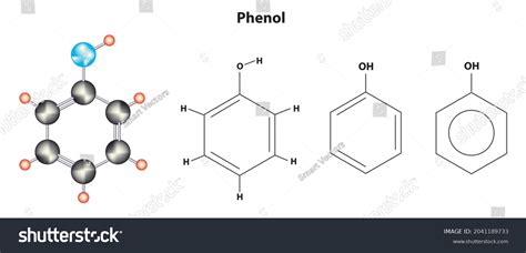 Atomic Chemical Structure Formula Phenol Molecular Stock Vector ...