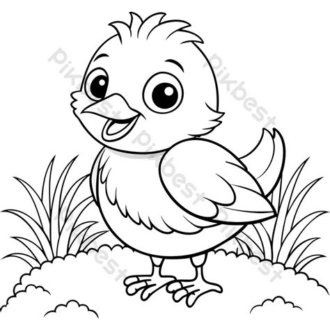 Black And White Cartoon Illustration Of Cute Baby Chick For Coloring ...