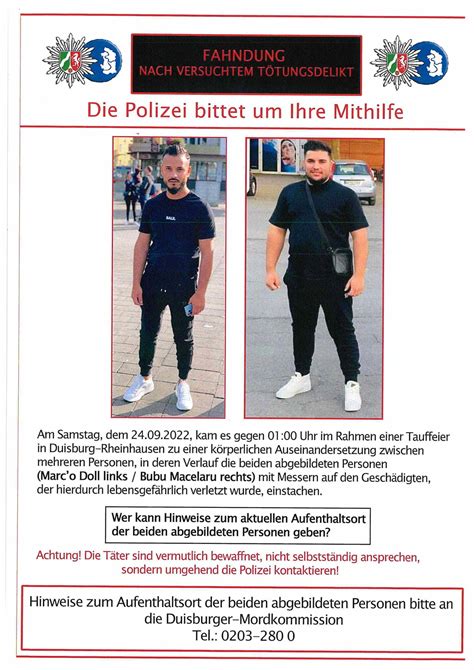 Messerstecherei Bei Tauffeier In Duisburg Polizei Fahndet Nach Duo