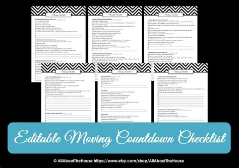 Dark Blue Editable Moving Planner Checklist Binder Printable Etsy