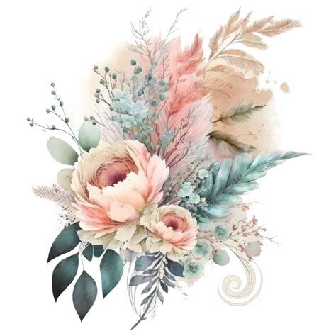 Boho Bouquet Flowers Blush Pink Rose Pale Ranunculus Peony Magnolia Hydrangea Pampas Grass