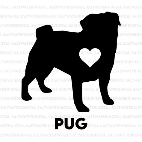 Pug Dog Silhouette W/ Text SVG, PNG, JPEG - Etsy Canada