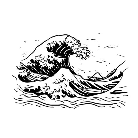 Ilustração Vetorial De Contorno Desenhado à Mão Desenho De Ondas