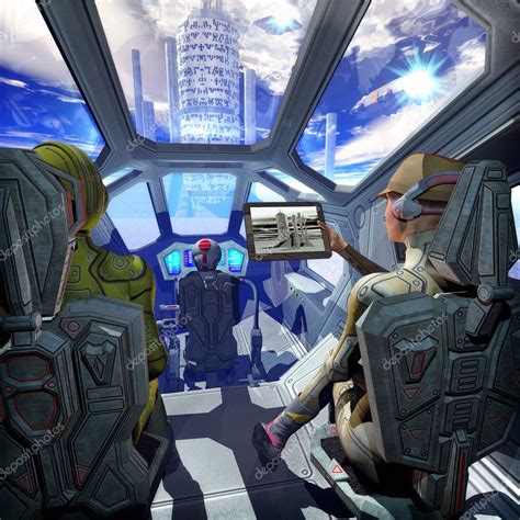 Spaceship interior and alien planet — Stock Photo © innovari #8623239