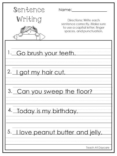 Sentence Handwriting Worksheet