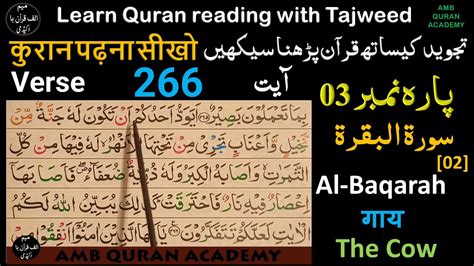 Learn Quran Para 03 Surah Baqarah Ayat 266پارہ ۰۳ سورۃ البقرة آیت Youtube