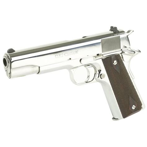 Colt Government 1911 45 Acp 5 Barrel Steel Frame Bright Stainless Finish 7rd Mag White