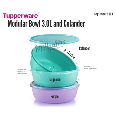 Tupperware Round Modular Bowl 3L With Colander Bekas Makanan Kedap