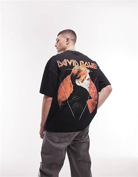 Topman Extreem Oversized T Shirt Met Ronde Bowie Print Op De Voor En Achterkant In Zwart Asos