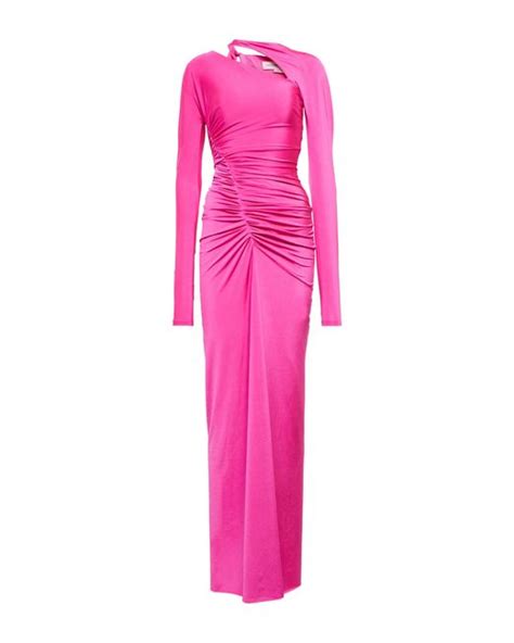 Victoria Beckham Asymmetric Ruched Gown In Pink Lyst