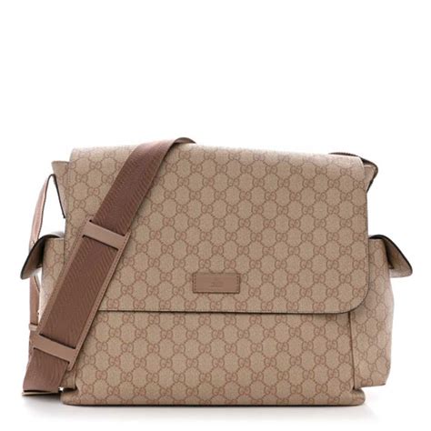 GUCCI GG Supreme Monogram Messenger Diaper Bag Beige Gem