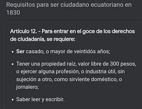 Investiga Y Compara Los Requisitos Para Ser Ciudadano Ecuatoriano Según Las Constituciones De