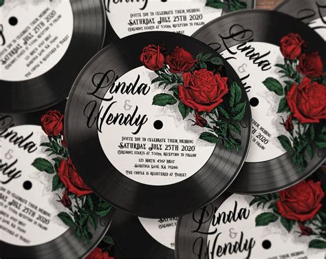 Rockabilly Wedding Invitation Vinyl Record Style Wedding Etsy