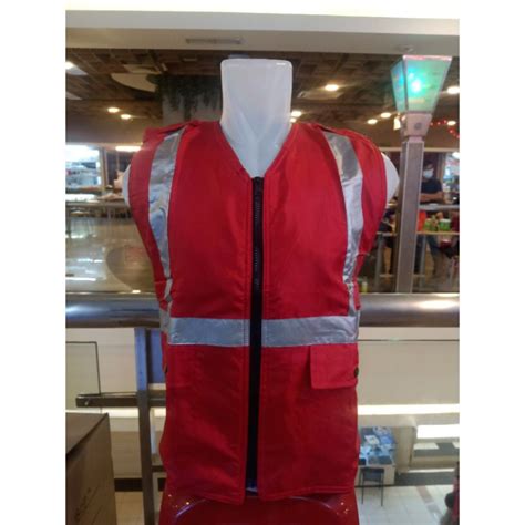 Jual Rompi Proyek Bahan Parasut Warna Merah Rompi Safety Rompi Kerja