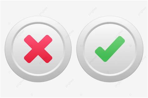 3d White Vector Right Wrong Button Design With Red Cross And Green